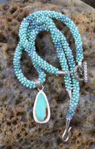 Kumihimo Necklace and Bracelet Set - Minty Green with Amazonite Pendant