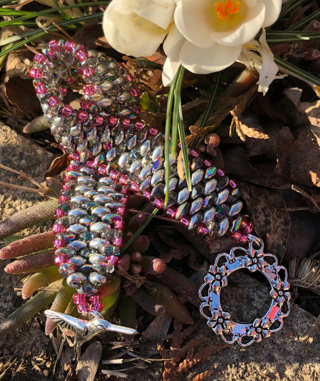 Snakeskin Bracelet - Pink Silver Iridescent