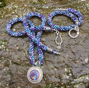Kumihimo Necklace and Bracelet Set - Purple Turquoise Matrix