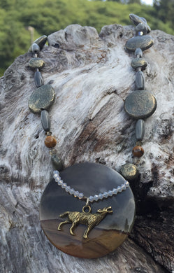 Mineral Necklace - Pyrite and Jasper Coyote