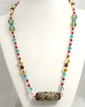 Load image into Gallery viewer, Lampwork Glass Necklace - Red Galaxy &amp; Crystal