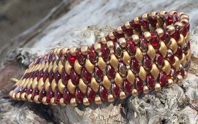 Snakeskin Bracelet  - Red and Gold