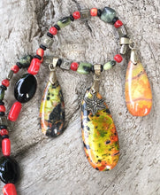 Load image into Gallery viewer, Mineral Necklace - Sea Sediment Jasper, Jade, Onyx and Coral
