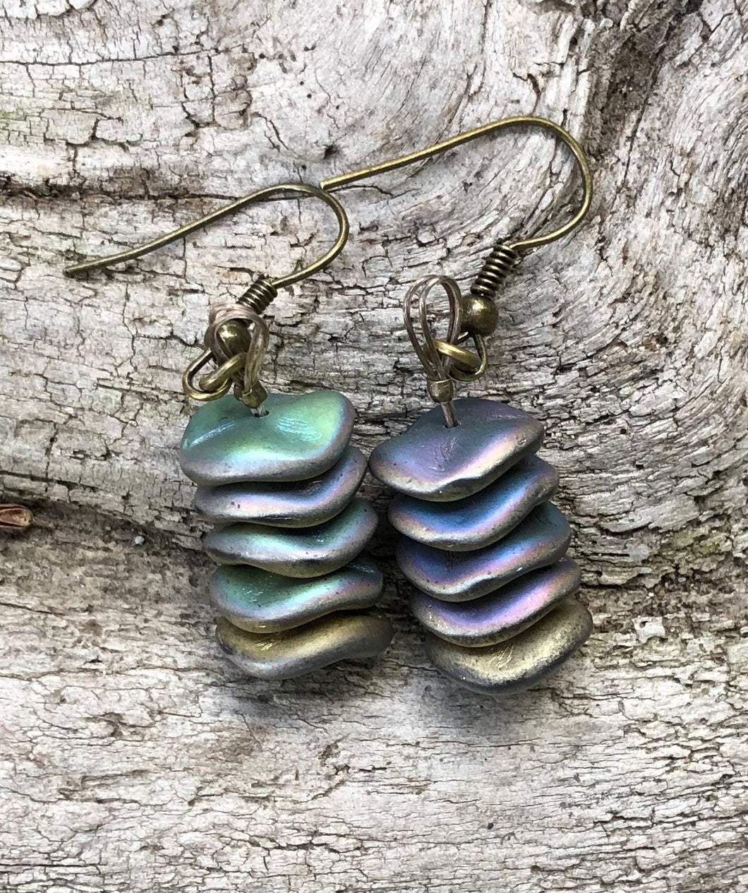 Stacked Iridescent Disc Earrings