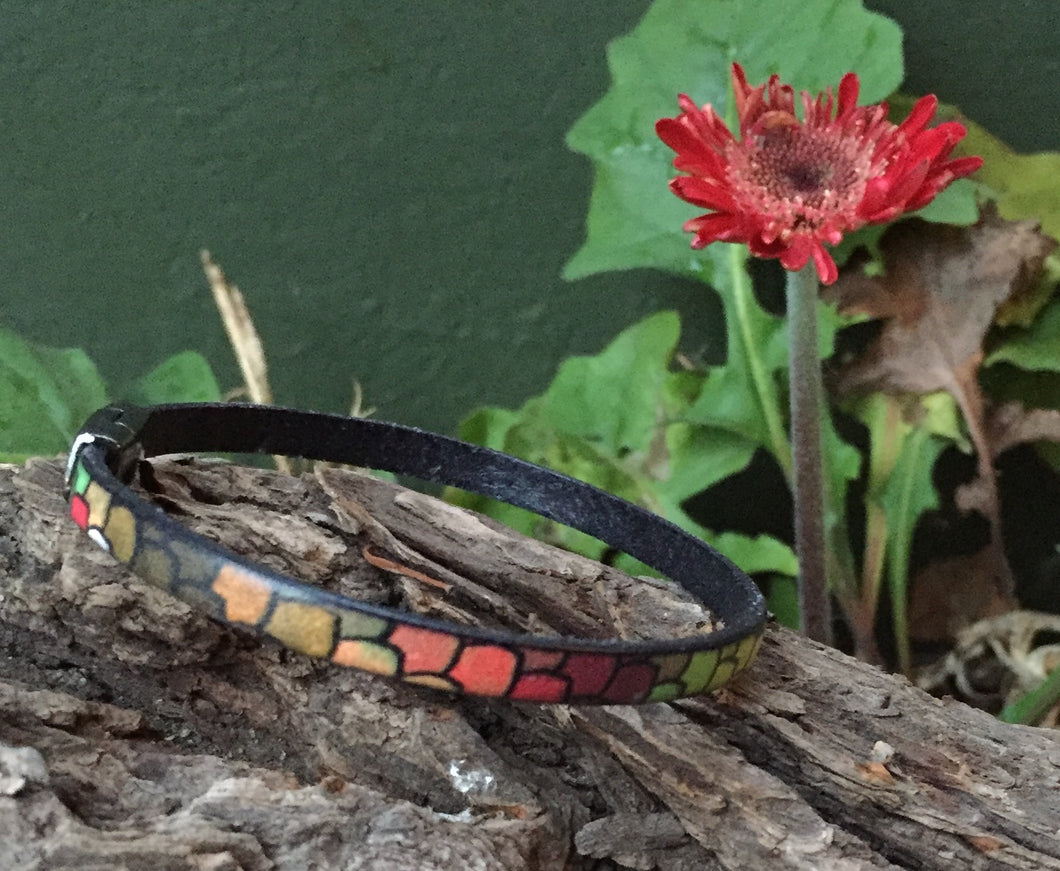 Leather Bracelet - Italian Stained Glass