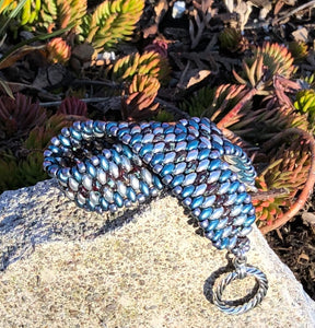 Snakeskin Bracelet - Teal Silver and Ruby
