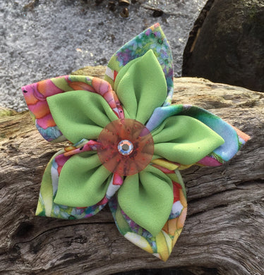 Fabric Flower - Spring Print with Pale Green
