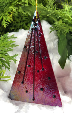 Holiday ornaments - Red Iridescent with Navy