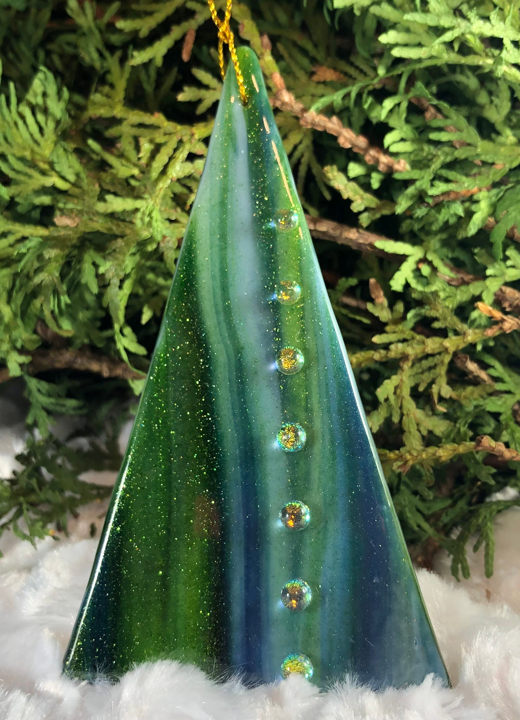 Holiday Ornaments - Green Streaky / Mica / Embellished