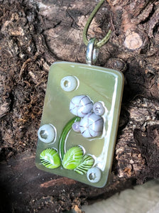 Stormy Blooms Fused Glass Pendant