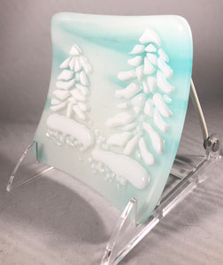 Snowy Trees Fused Glass Dish