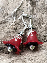 Load image into Gallery viewer, Red / Black / Silver Tulip Style Earrings