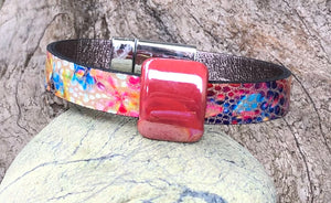 Leather Bracelet - Colors with Silver and Ceramic Slider