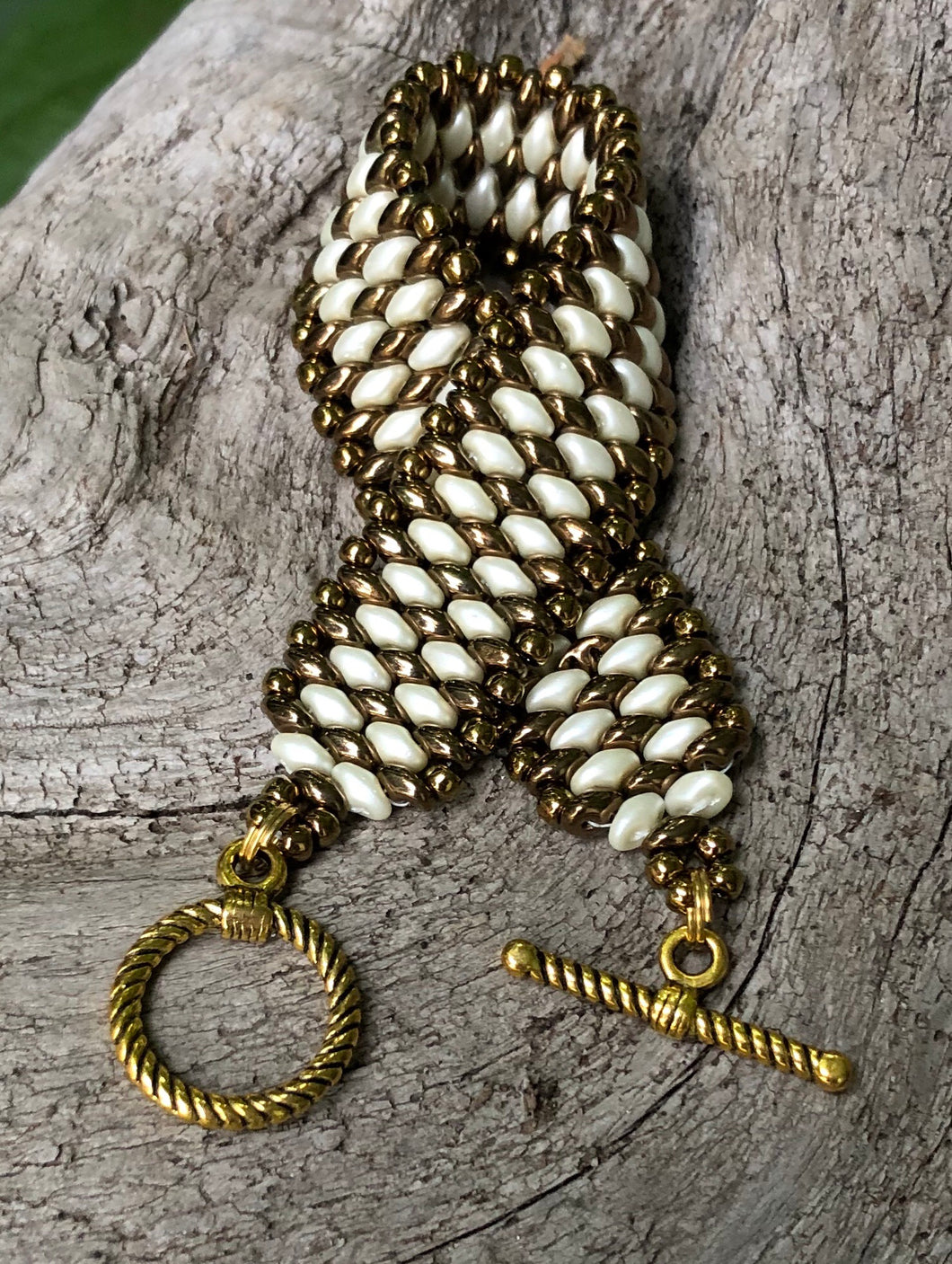 Snakeskin Bracelet - Bronze and Cream