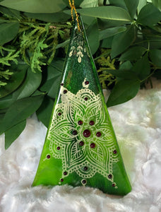 Holiday Ornaments - Green/ Mica / Embellished