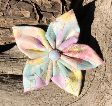Fabric Flower - pastel Flowers with iridescent button