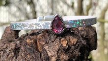 Load image into Gallery viewer, Leather Bracelet - Purple Teardrop on Pastel Holographic Leather