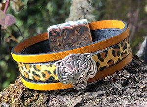 Leather Bracelet - Triple Band Leopard
