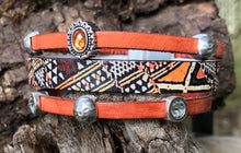Load image into Gallery viewer, Leather Bracelet - Tribal style with Bling