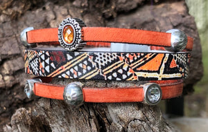Leather Bracelet - Tribal style with Bling