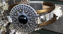 Load image into Gallery viewer, Leather Bracelet - Triple Band Medallion