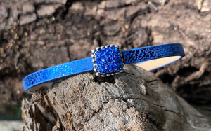 Leather Bracelet - Sparkly Royal Blue