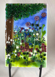Late Spring Meadow Fused Glass Art Panel