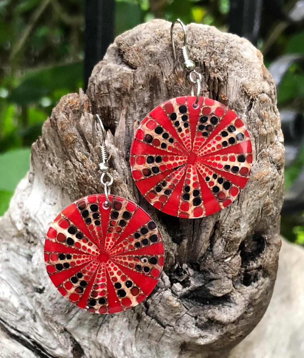 Shell Earrings - Red Cone Shell Matrix