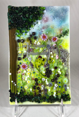 Sunny Meadow Fused Glass Art Panel