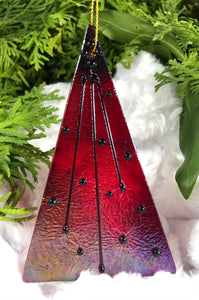 Holiday ornaments - Red Iridescent with Navy