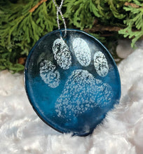 Load image into Gallery viewer, Holiday Ornaments - Sea Blue with Silver Mica Paw
