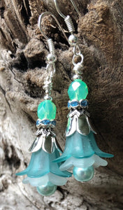 Turquoise and Aqua Tulip Style Earrings