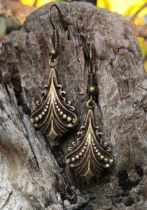 Filigree Earrings - Antique Bronze Art Nouveau