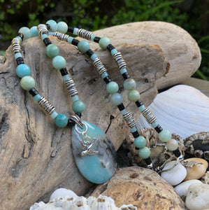 Mineral Necklace - Amazonite and Onyx