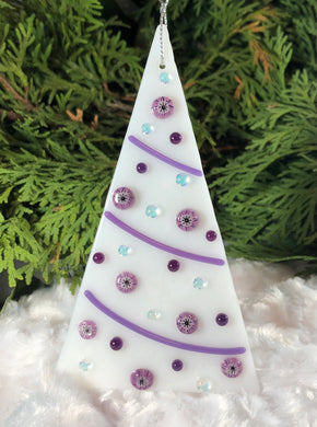 Holiday Ornaments - white with Violet Decorations