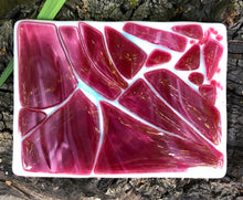 Load image into Gallery viewer, Burgundy and White Fused Glass dish