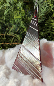 Holiday Ornaments - Red Iridescent with white stripes