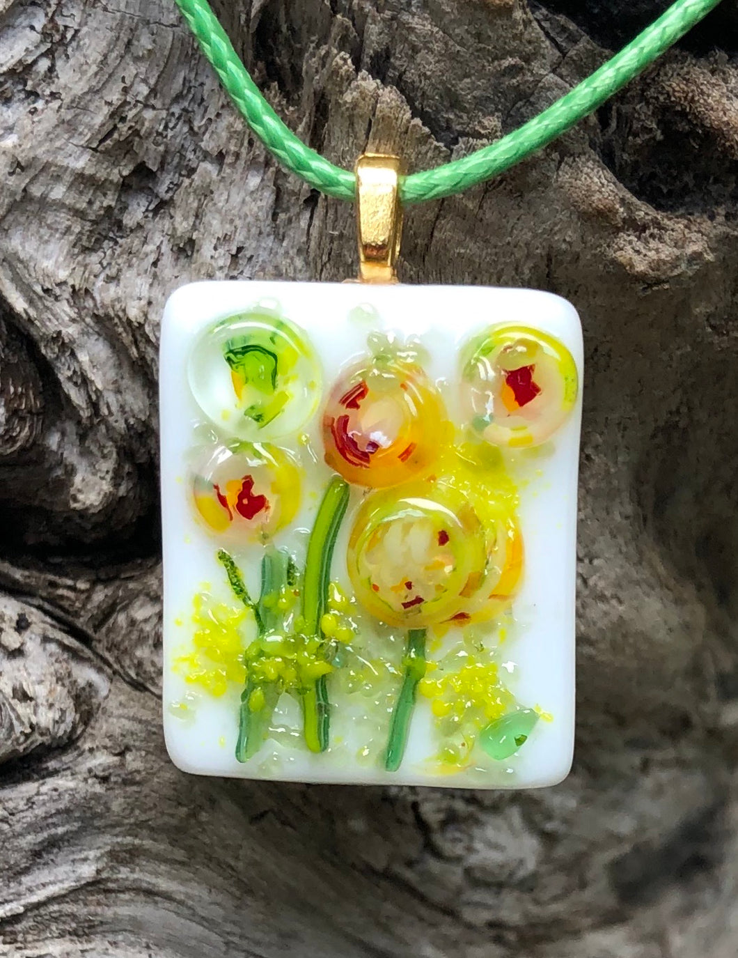 Field Blossoms Fused Glass Pendant