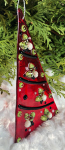 Holiday Ornaments - Red with White Flowers