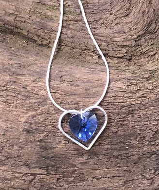 Fragile Heart Necklace - Swarovski Sapphire Crystal Choker