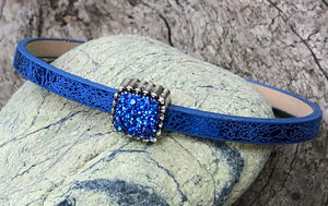 Leather Bracelet - Sparkly Royal Blue