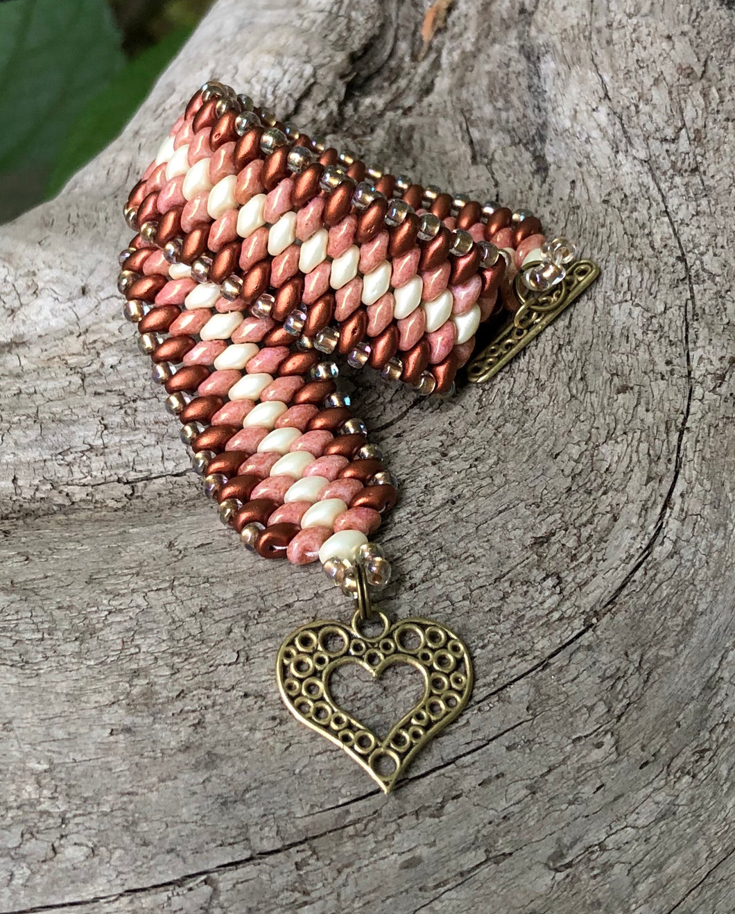 Snakeskin Bracelet - Copper Coral and Cream