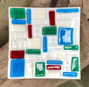 Checkerboard Style Fused Glass Dish