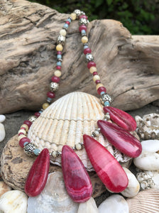 Mineral Necklace - Rhodochrosite and Calcite