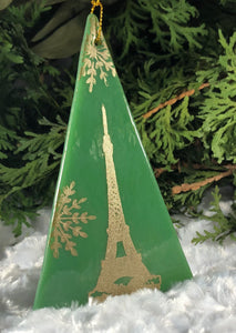 Holiday Ornaments - Eiffel Tower on Mineral Green