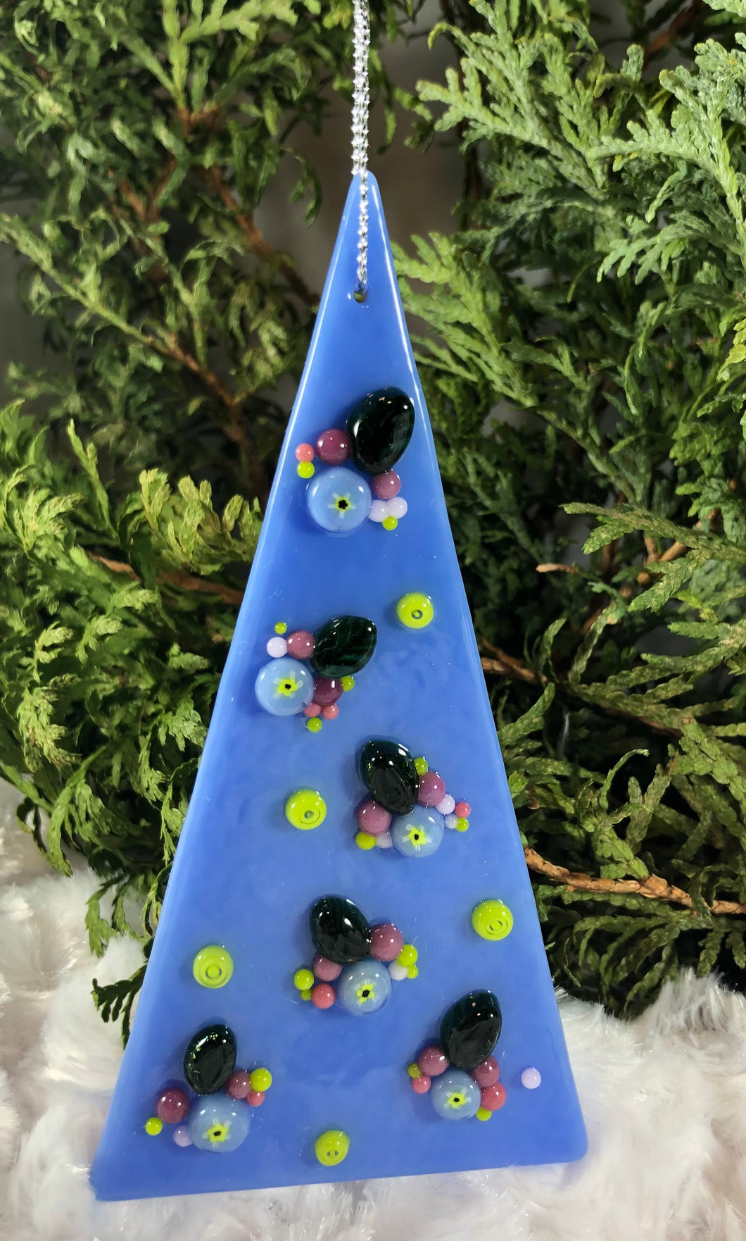 Holiday ornaments - Periwinkle with Flowers