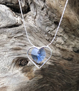 Fragile Heart Necklace - Swarovski Sapphire Crystal Choker