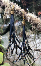 Load image into Gallery viewer, Cattails Leather Earrings - After Midnight