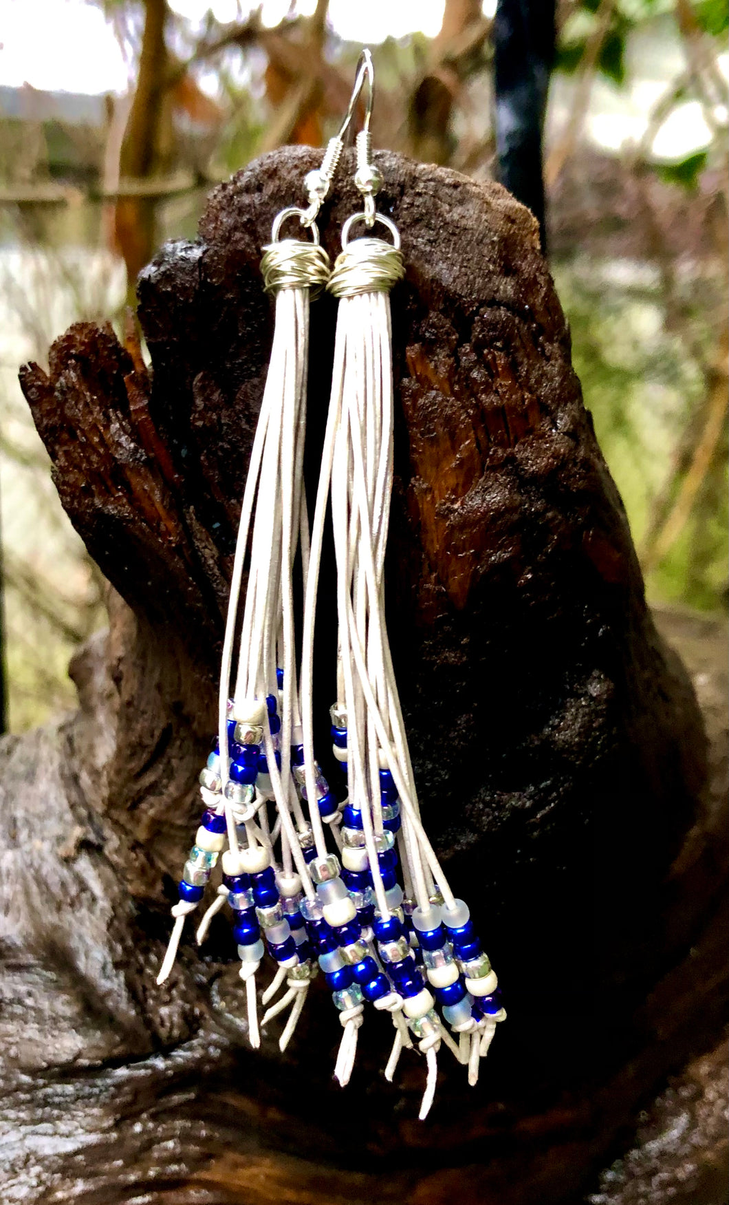 Cattails Leather Earrings - Icicles