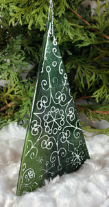 Holiday ornaments - Snowflakes on streaky Green